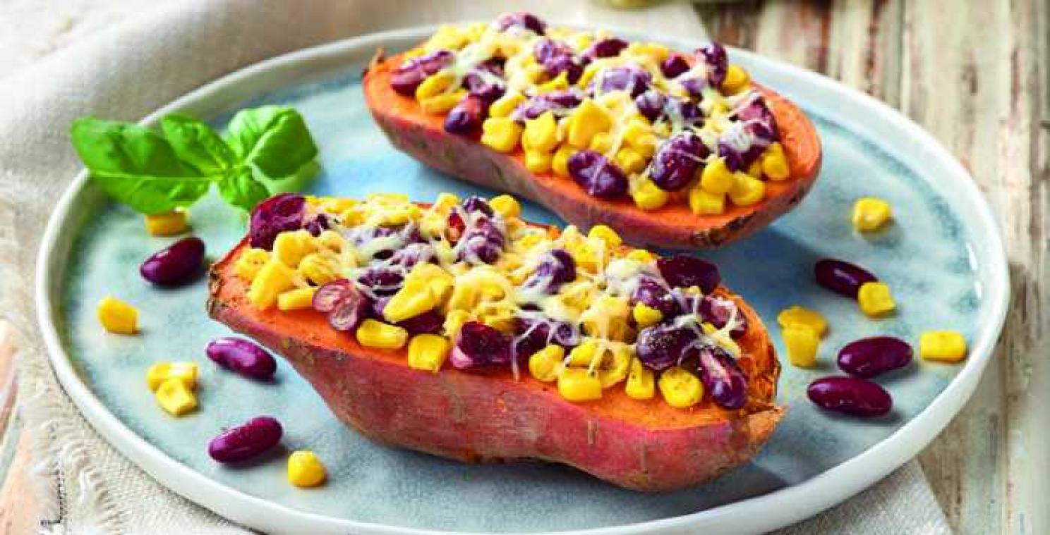 A taste of America: zoete aardappel met maïs en bonen