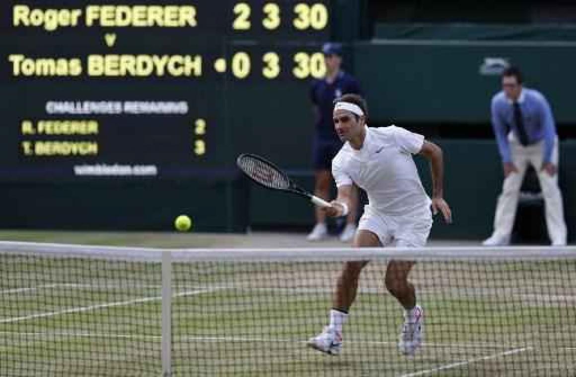 Wimbledon - Roger Federer is één wedstrijd verwijderd van achtste eindzege