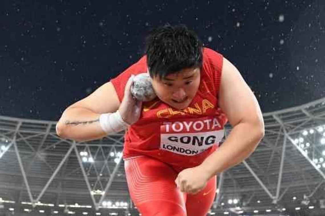 WK atletiek - Chinese kogelstootster Gong Lijiao heeft eindelijk goud beet
