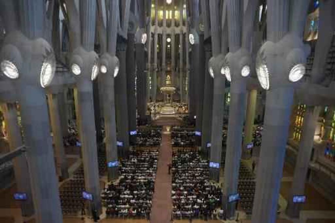 Herdenking aanslagen in Sagrada Familia in Barcelona