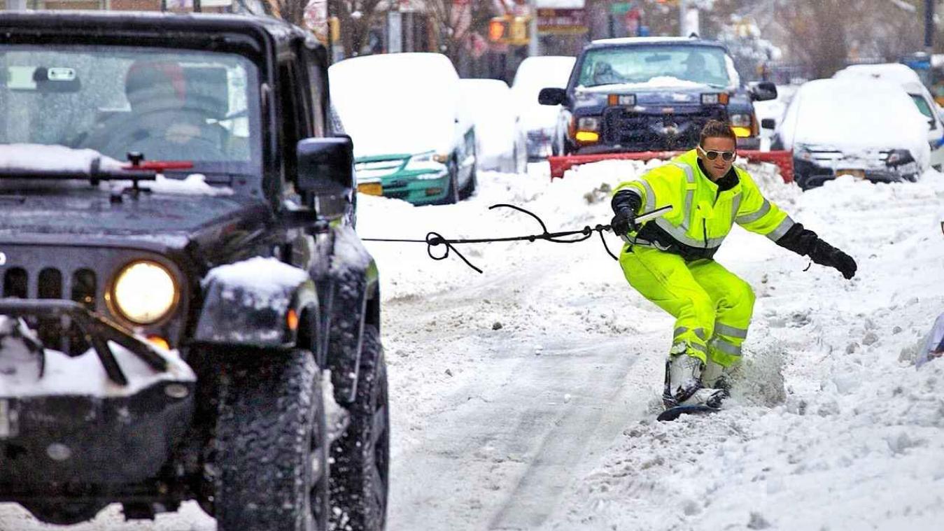 Snowboarden in het centrum van New York