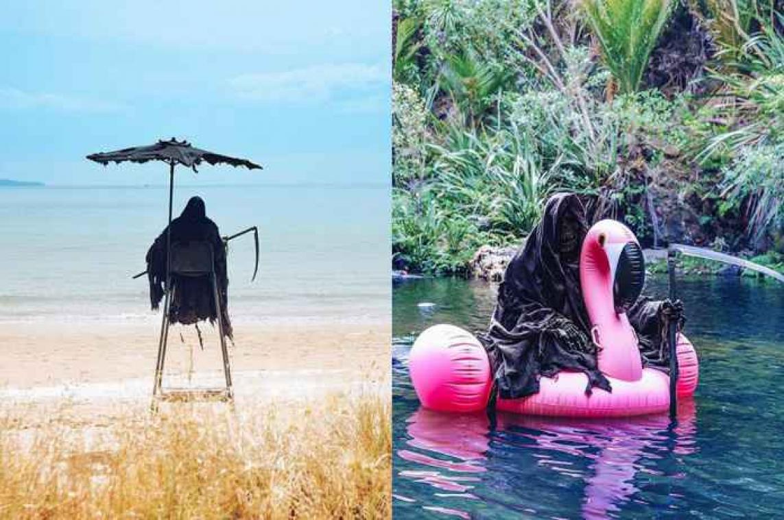 Deze 'Swim Reaper' is de strandversie van Pietje de Dood