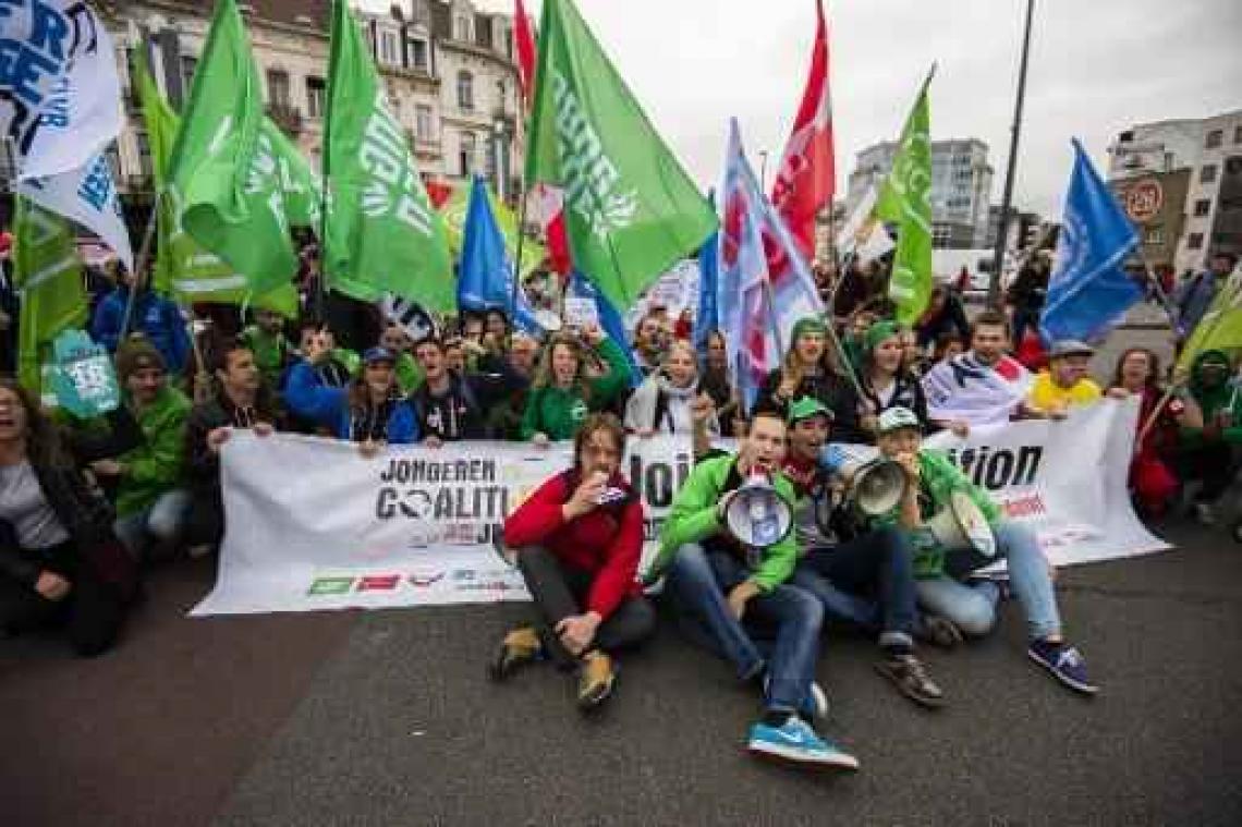 Vakbonden betogen in Brussel voor socialer Europa