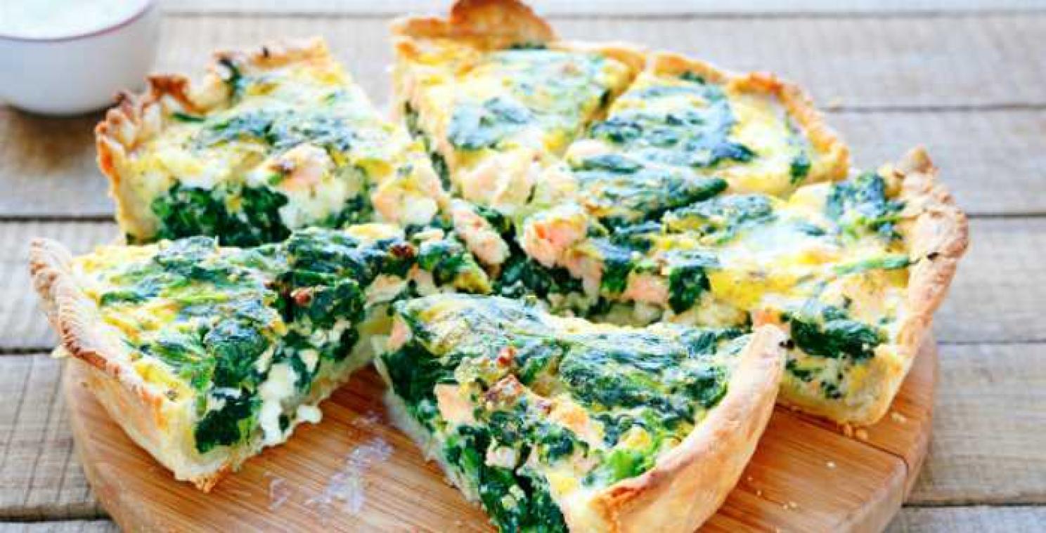 Quiche met duurzame zalm en spinazie