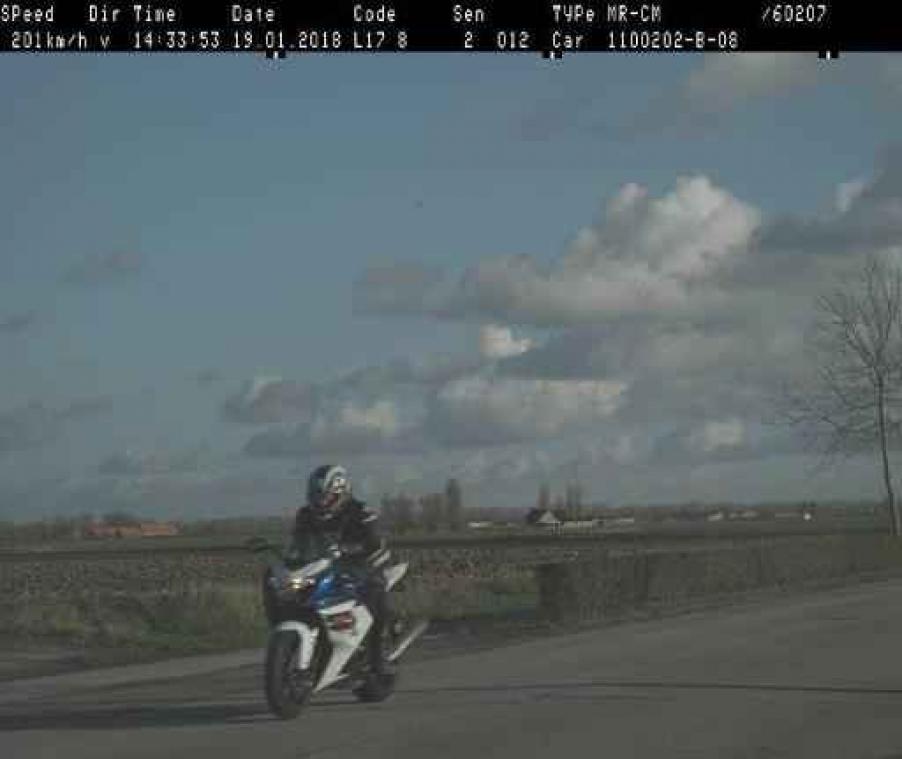 Motorrijder die aan 201 per uur geflitst werd, geeft zich aan bij politie