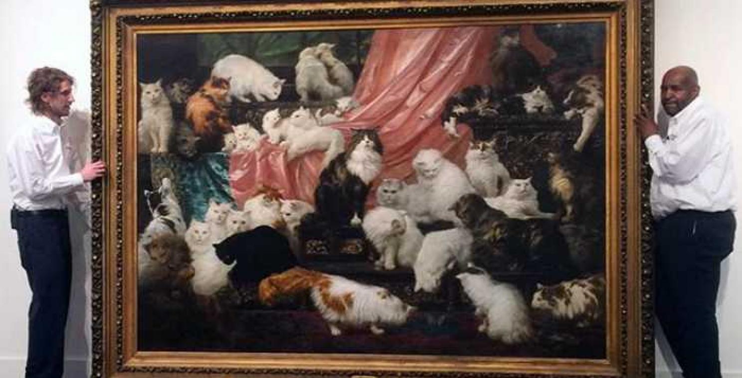 Reusachtig schilderij van katten geveild voor 760.000 euro