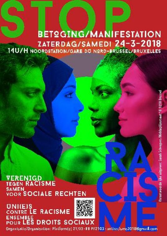 Meer dan 120 organisaties roepen op voor nationale betoging tegen racisme op 24 maart