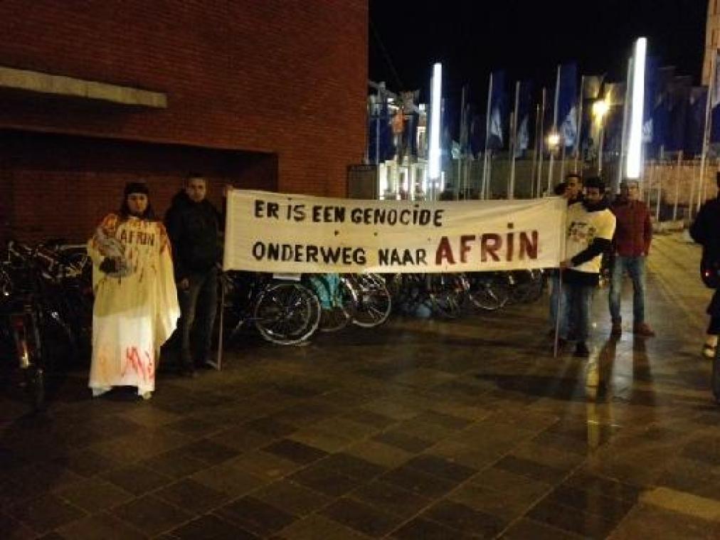 Koerden protesteren in Leuven tegen Turkse bombardementen op Afrin