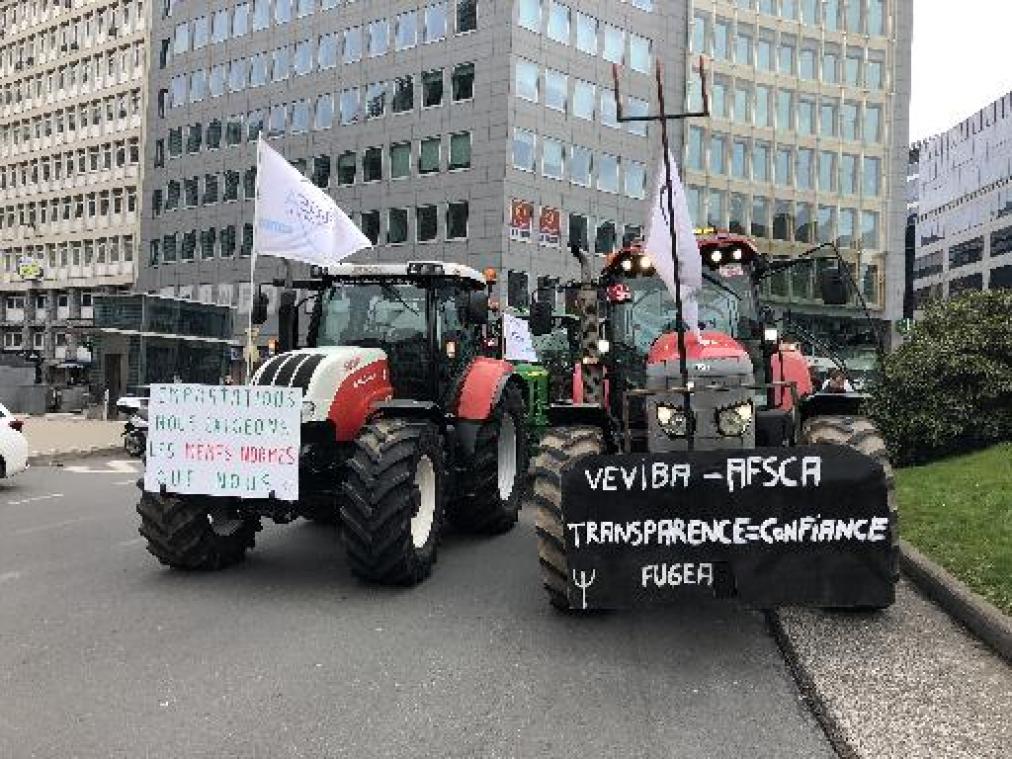 Tractoren nemen Brusselse Schumanplein in voor protest tegen vleesschandalen