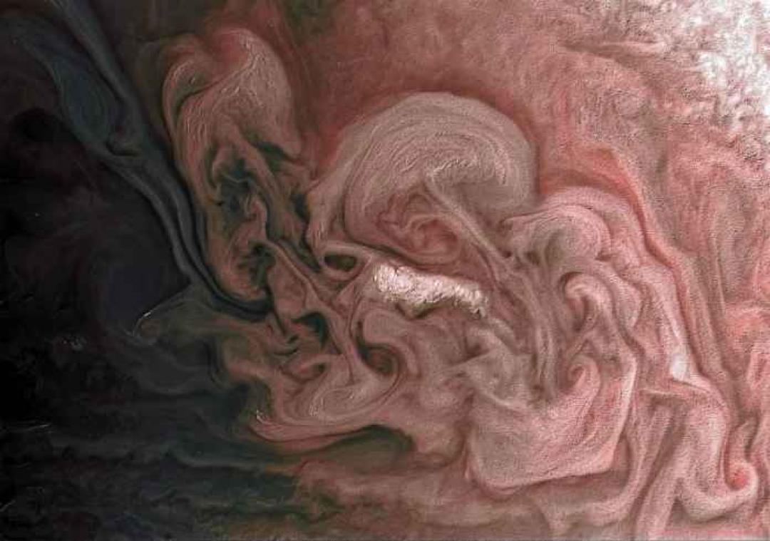 Storm op Jupiter lijkt op kunstwerk
