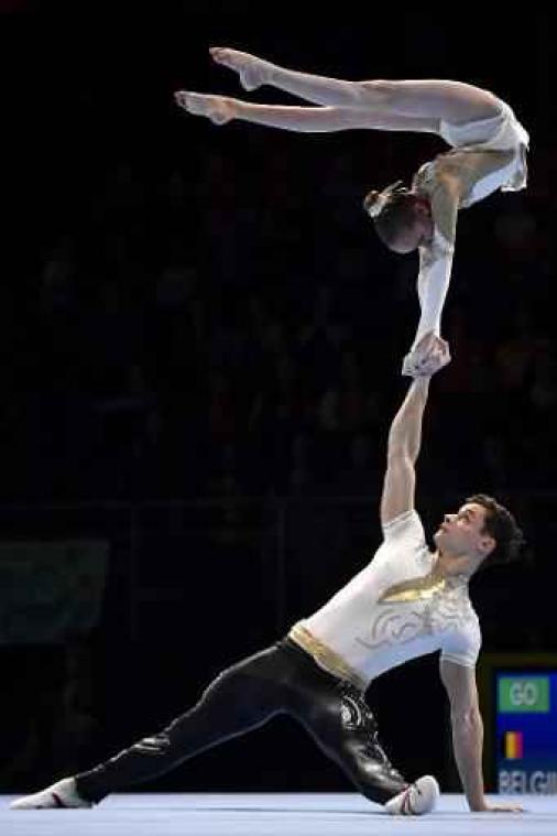 WK acrogym - Belgische gemengde duo pakt brons op slotdag