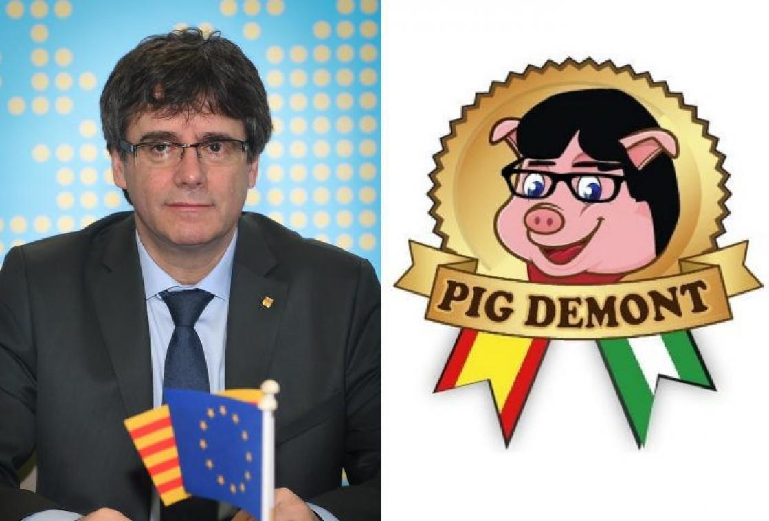 Puigdemont wil hesp van 'Pig Demont' uit de rekken