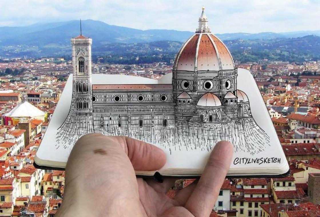 IN BEELD. Deze Italiaanse artiest mengt zijn foto's met prachtige tekeningen