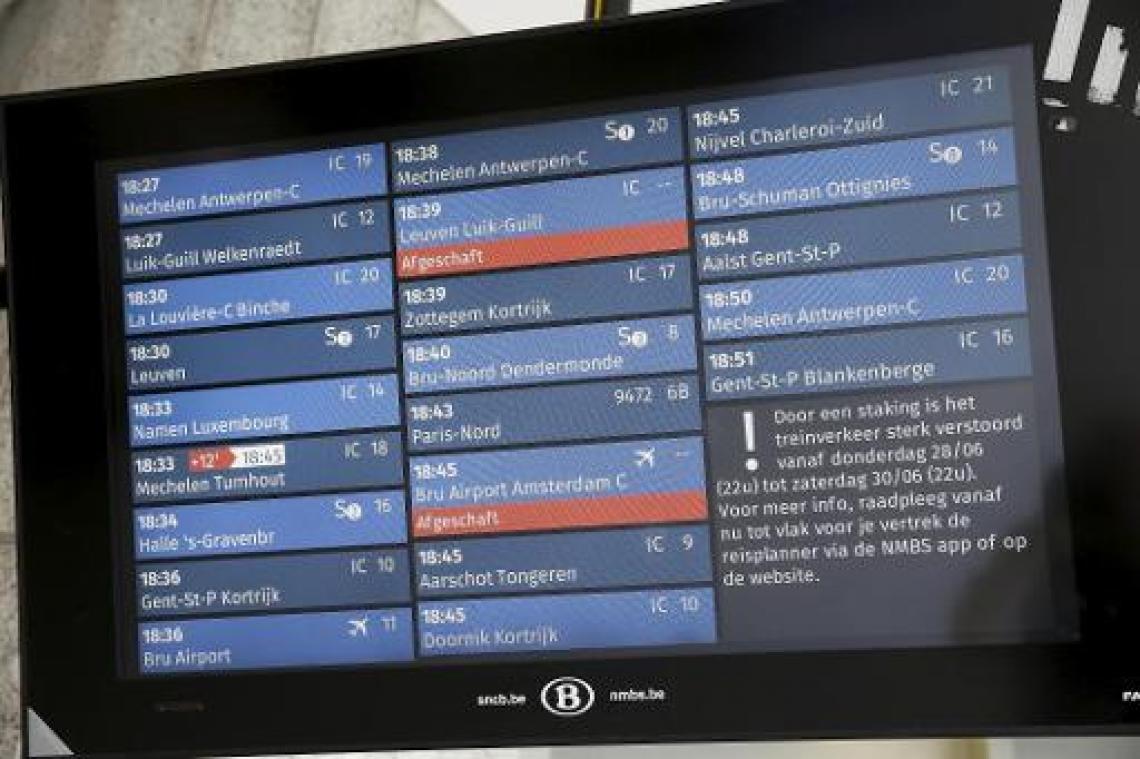 Treinverkeer dinsdag zeer sterk verstoord, slechts 1 trein op de 3 zal rijden