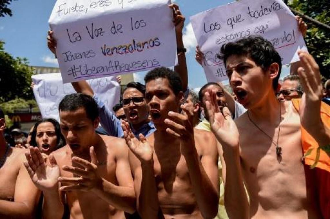 Protest in onderbroek tegen arrestatie van parlementslid in Venezuela
