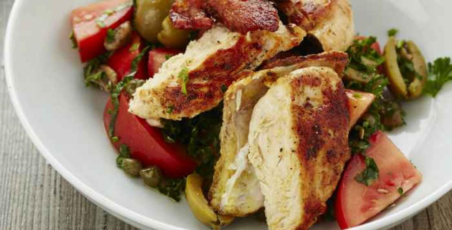 Salade van parelhoen met tomatensalsa