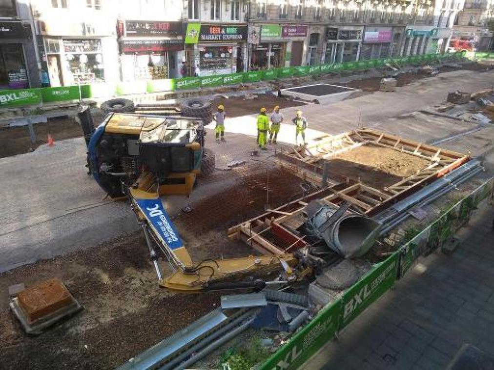 Kraan valt om op werf van Brusselse voetgangerszone