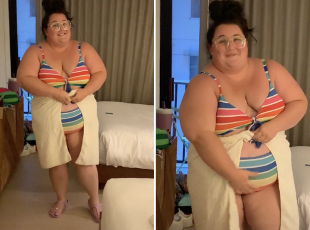 Van een te krappe handdoek tot een toilet voor dwergen: Amerikaanse toont aan dat hotels niet aangepast zijn aan zwaarlijvige mensen (video)