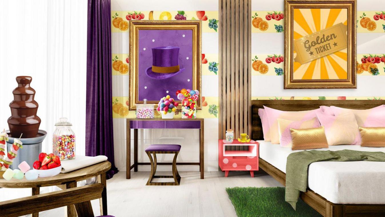 In deze Willy Wonka-hotelkamer is alles gemaakt van chocolade