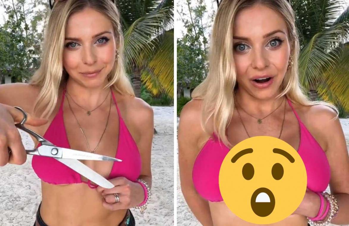 Vrouw verbaast volgers met trucje waarbij ze bikinibandje doorknipt: «Hoe deed je dat?!» (video)