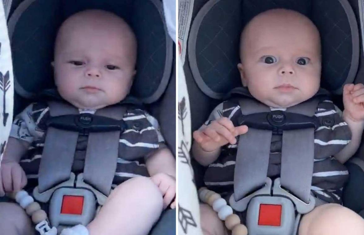 Moeder rijdt met winkelkarretje over hobbelige ondergrond. De reactie van de baby? HILARISCH! (video)