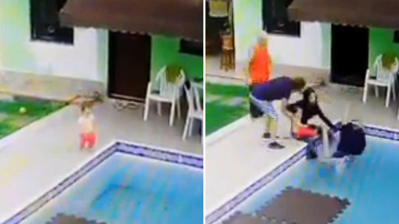 Peuter wordt gered uit zwembad, maar dan komt zijn vader aangelopen... (video)