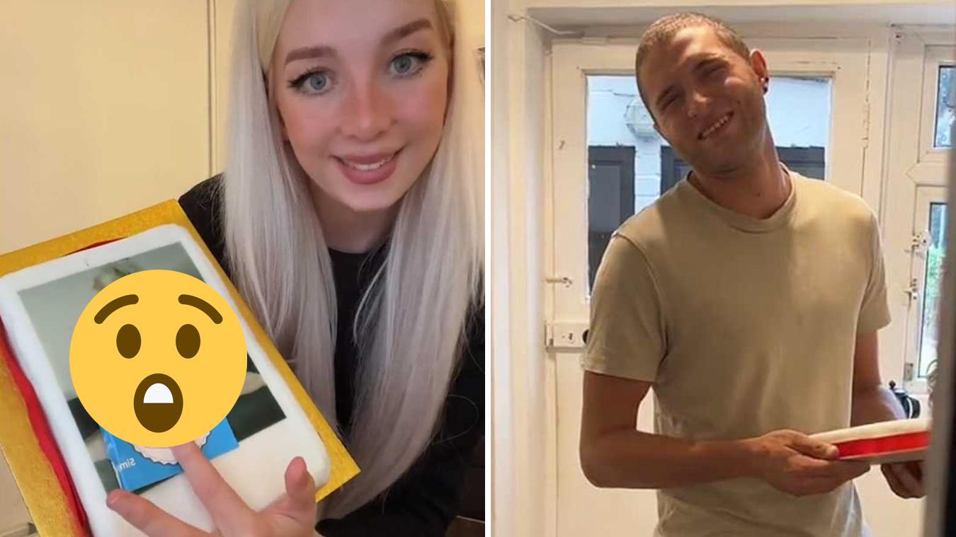 Vrouw zet gewaagde foto van zichzelf op verjaardagstaart. De reactie van haar vriend? HILARISCH! (video)