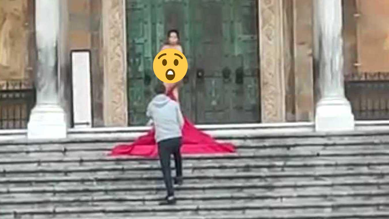 Ophef over influencer die naakt poseert voor kathedraal: «Ze moest zich schamen!» (video)