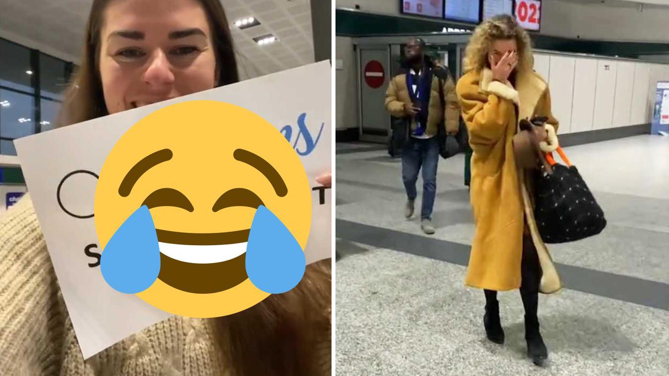 Vrouw verwelkomt beste vriendin op vliegveld op wel héél gênante manier: «Uur lang strijk gelegen!» (video)