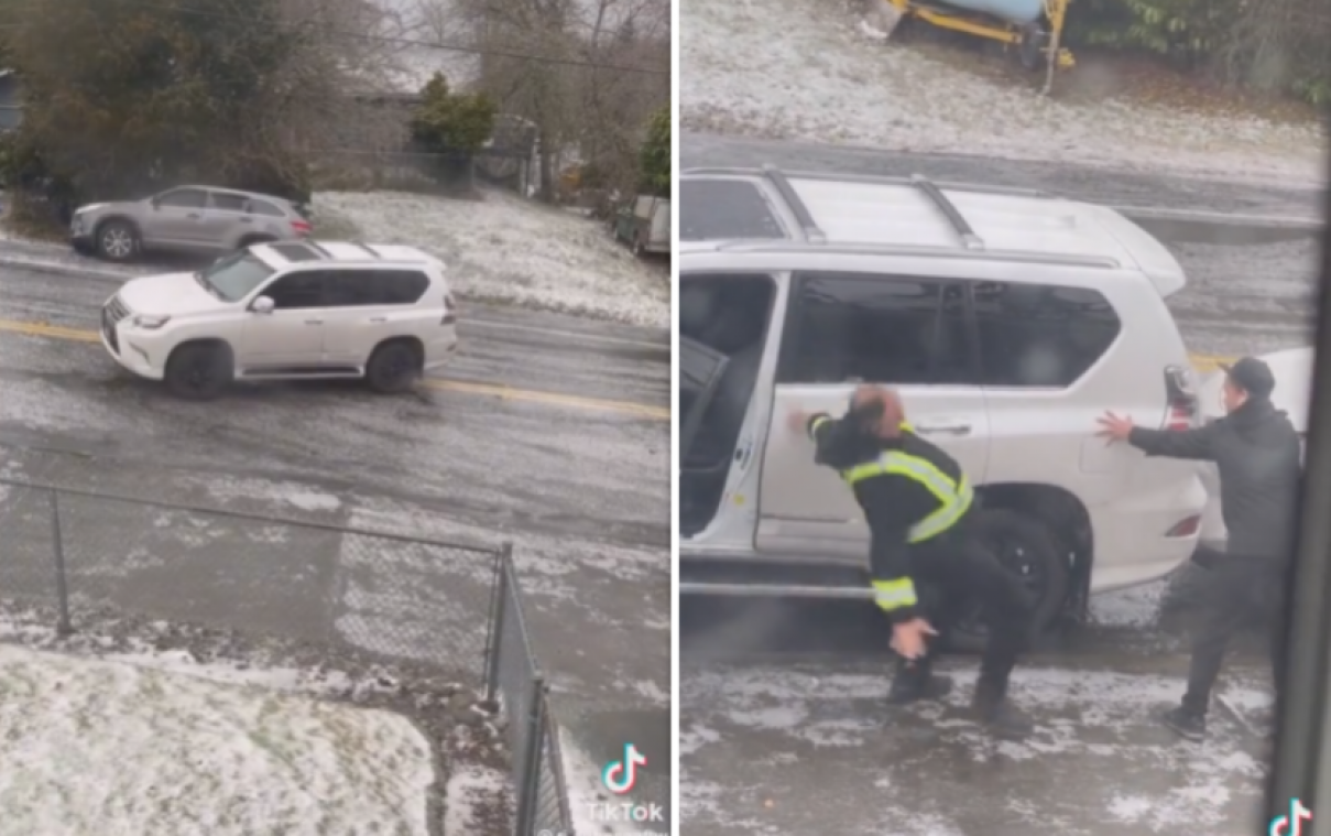Hilarisch: spekgladde wegen zorgen voor slapsticktaferelen in VS (video)
