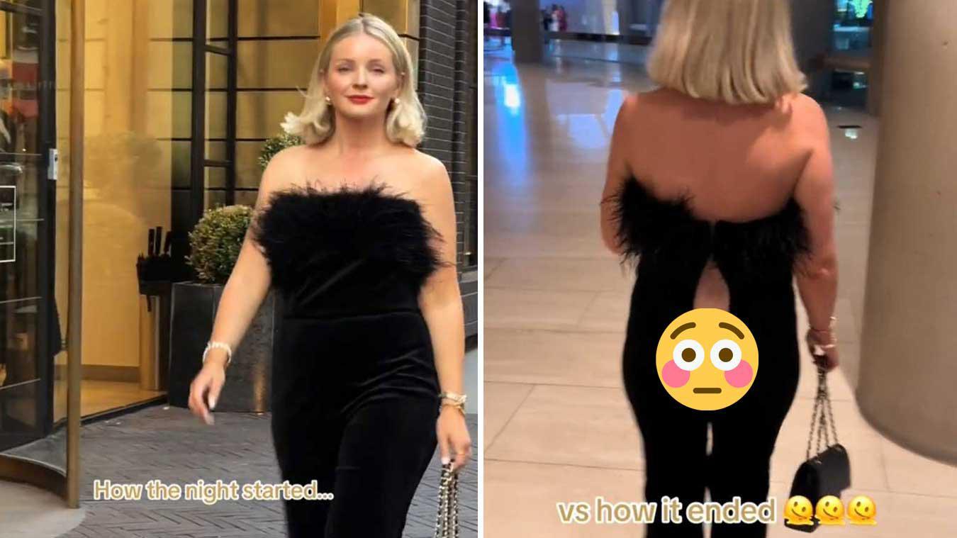 Outfit van vrouw scheurt achteraan tijdens avondje uit: «Oh nee, je onderbroek!» (video)
