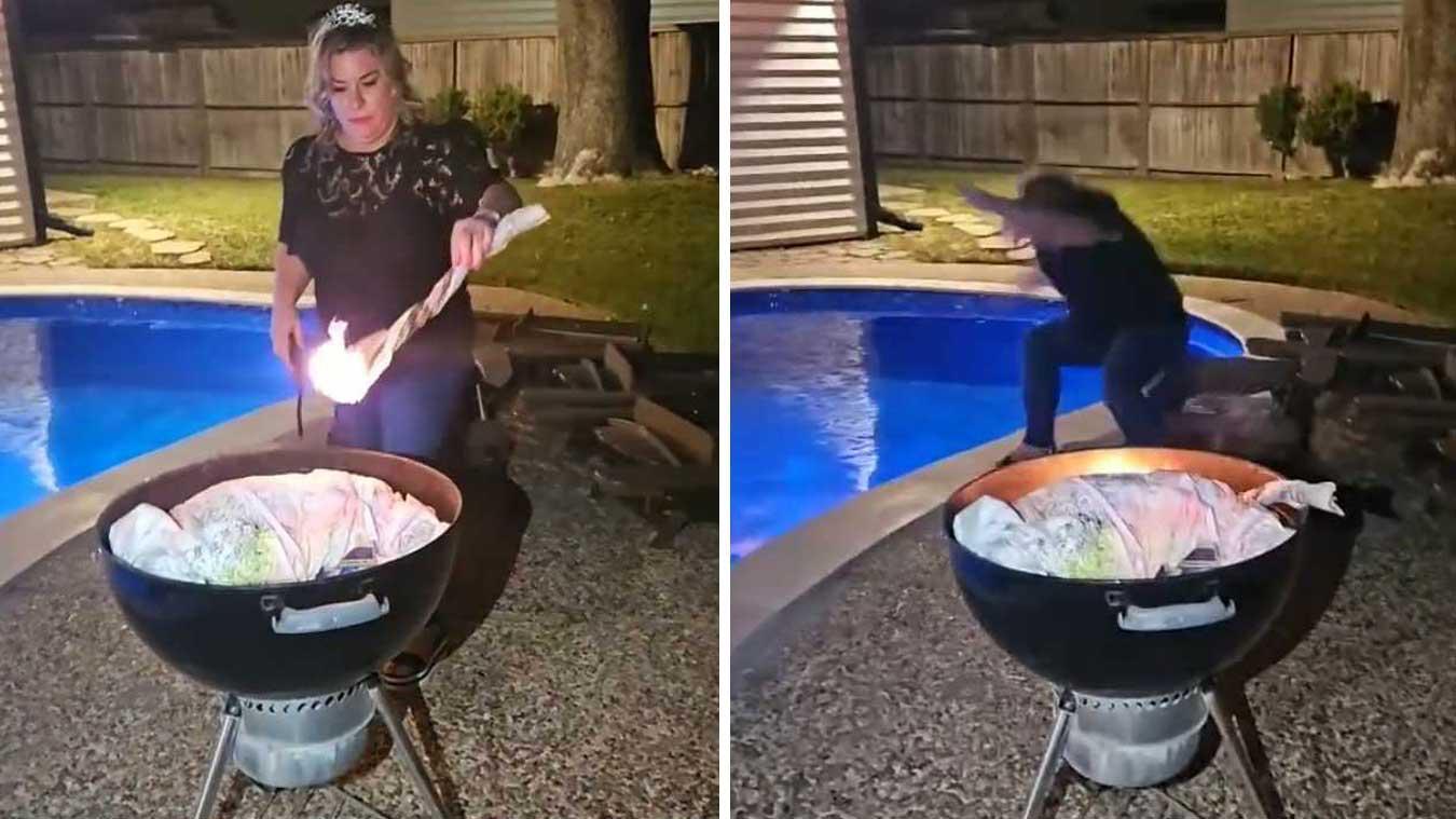 Pas gescheiden vrouw verbrandt trouwkleed, maar dat had ze beter niet gedaan... (video)