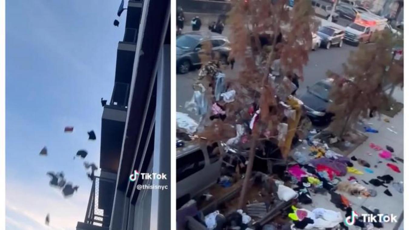 Vrouw ontdekt dat haar vriend vreemdgaat en gooit al zijn spullen op straat (video)