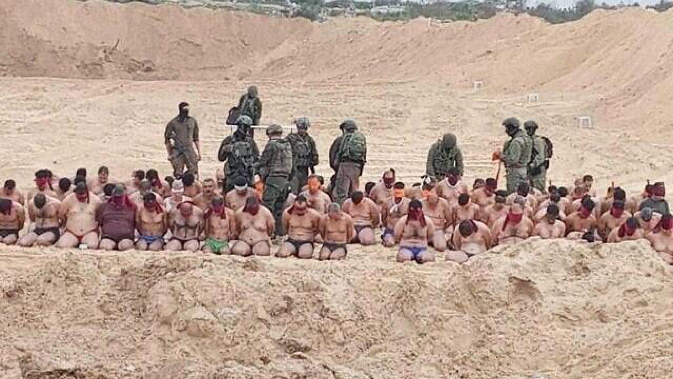 Israëlische media delen schokkende beelden van Palestijnse gevangenen in ondergoed, maar «niet allemaal Hamasstrijders» (video)