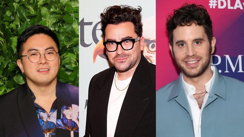 Vlnr: Bowen Yang, Dan Levy en Ben Platt