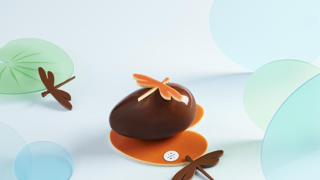 Ei van zwarte chocolade met praliné