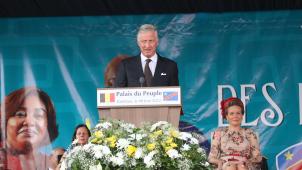 King Philippe - Filip of Belgium delivers a speech at a ceremony at the Esplanade of the 'Palais du Peuple', in Kinshasa, during an official visit of the Belgian Royal couple to the Democratic Republic of Congo, Wednesday 08 June 2022. The Belgian King and Queen will be visiting Kinshasa, Lubumbashi and Bukavu from June 7th to June 13th.

BELGA PHOTO NICOLAS MAETERLINCK